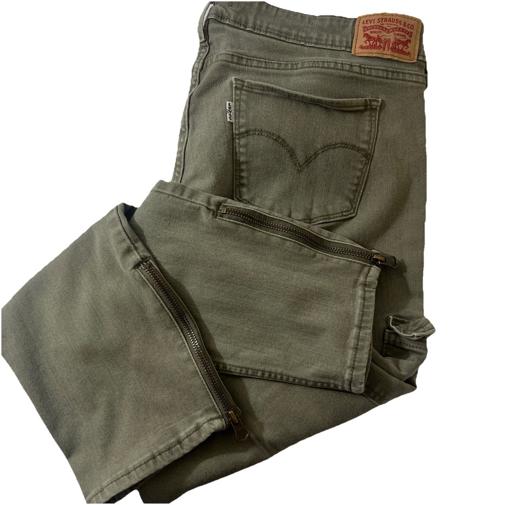 Levis‎ 711 Skinny Jeans Women's Olive Green W33 Cargo Stretch Ankle Zip Pants